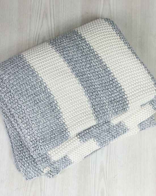 Grey Moss Stitch Throw