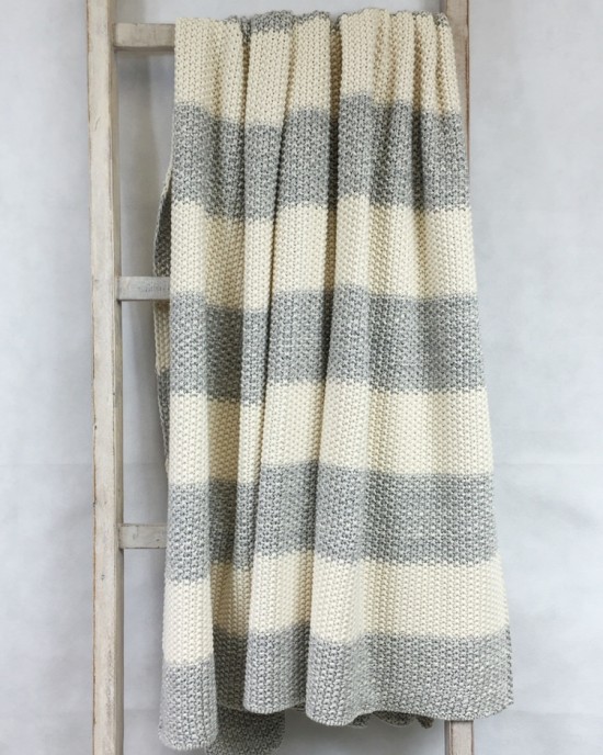 Grey Moss Stitch Throw