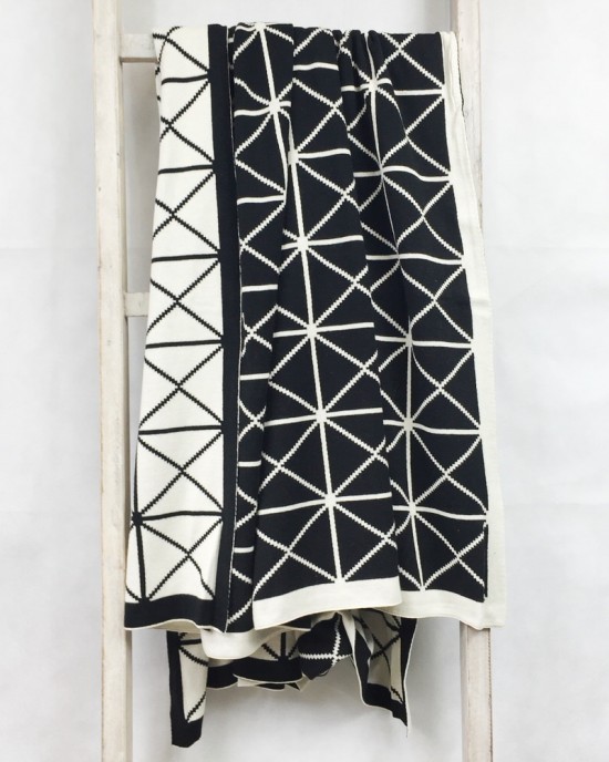 Black Geometric Throw