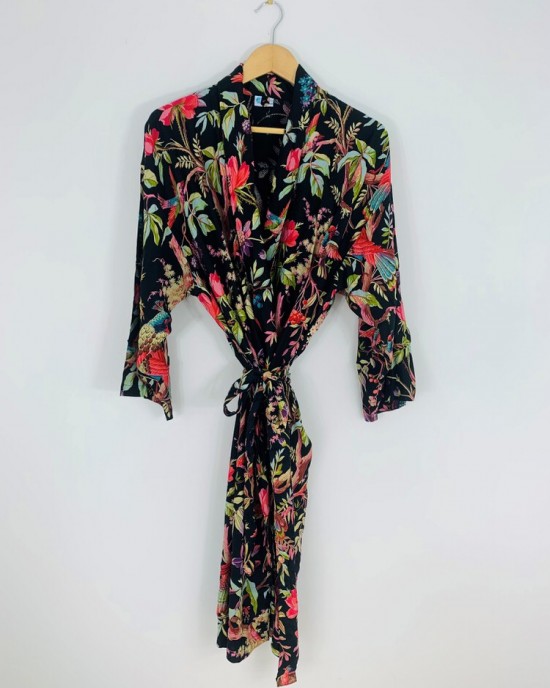 Paradise Diamond Kimono Robe - Black Paradise Diamond Kimono Robe - Black