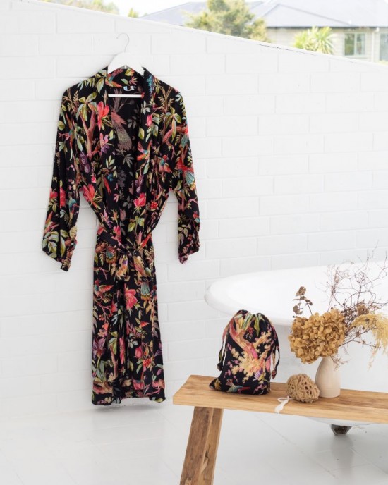 Paradise Diamond Kimono Robe - Black Paradise Diamond Kimono Robe - Black
