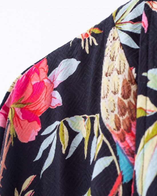 Paradise Diamond Kimono Robe - Black Paradise Diamond Kimono Robe - Black