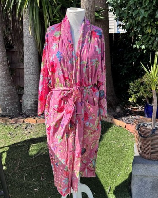 Paradise Diamond Kimono Robe Dusty Pink