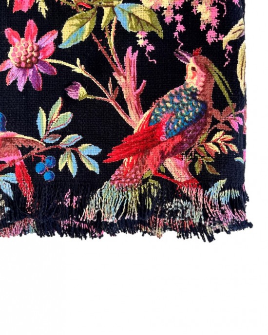 Paradise Black Cotton Throw