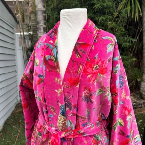 Paradise Hot Pink Velvet Kimono 