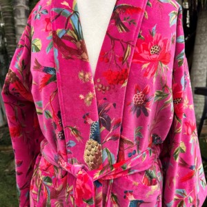 Paradise Hot Pink Velvet Kimono 