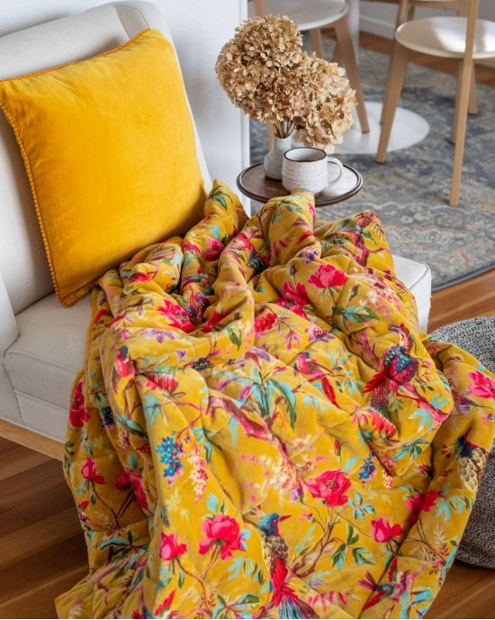 Ochre Paradise Velvet Throw