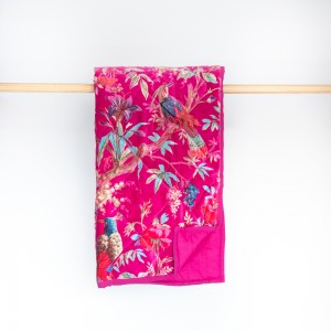 Hot Pink Paradise Velvet Throw
