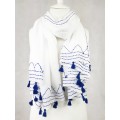  Blue Embroidered Scarf