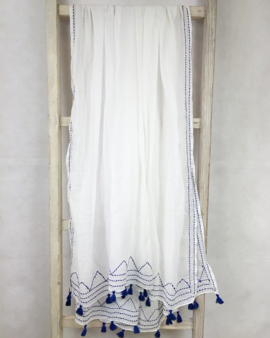  Blue Embroidered Scarf