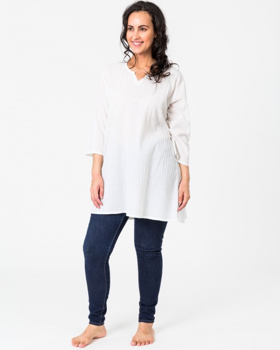Pintuck Tunic White Pintuck Tunic White