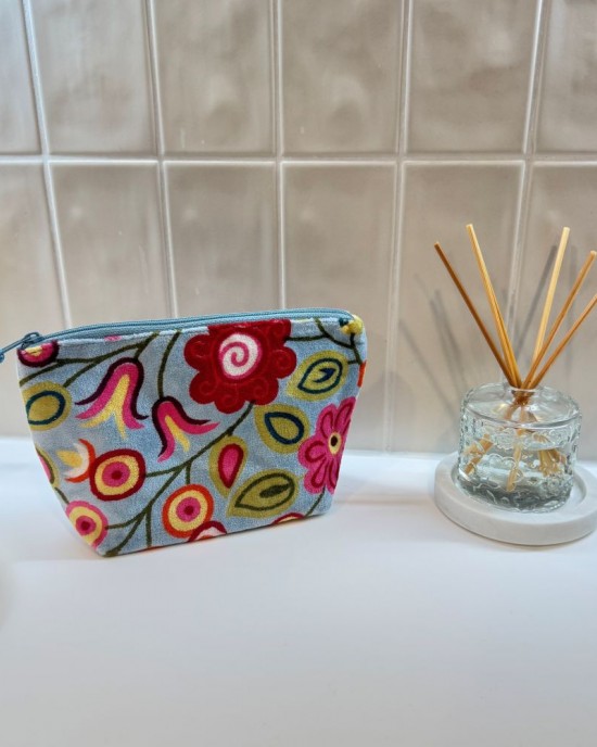 Rosa Blue Makeup Bag