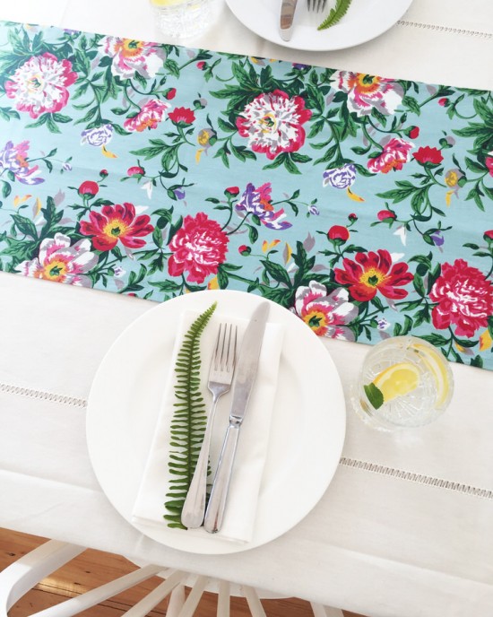 Sky Blue Bloom Table Runner